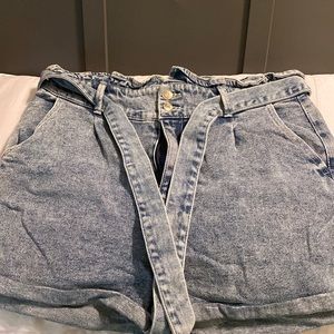 High-waisted denim shorts